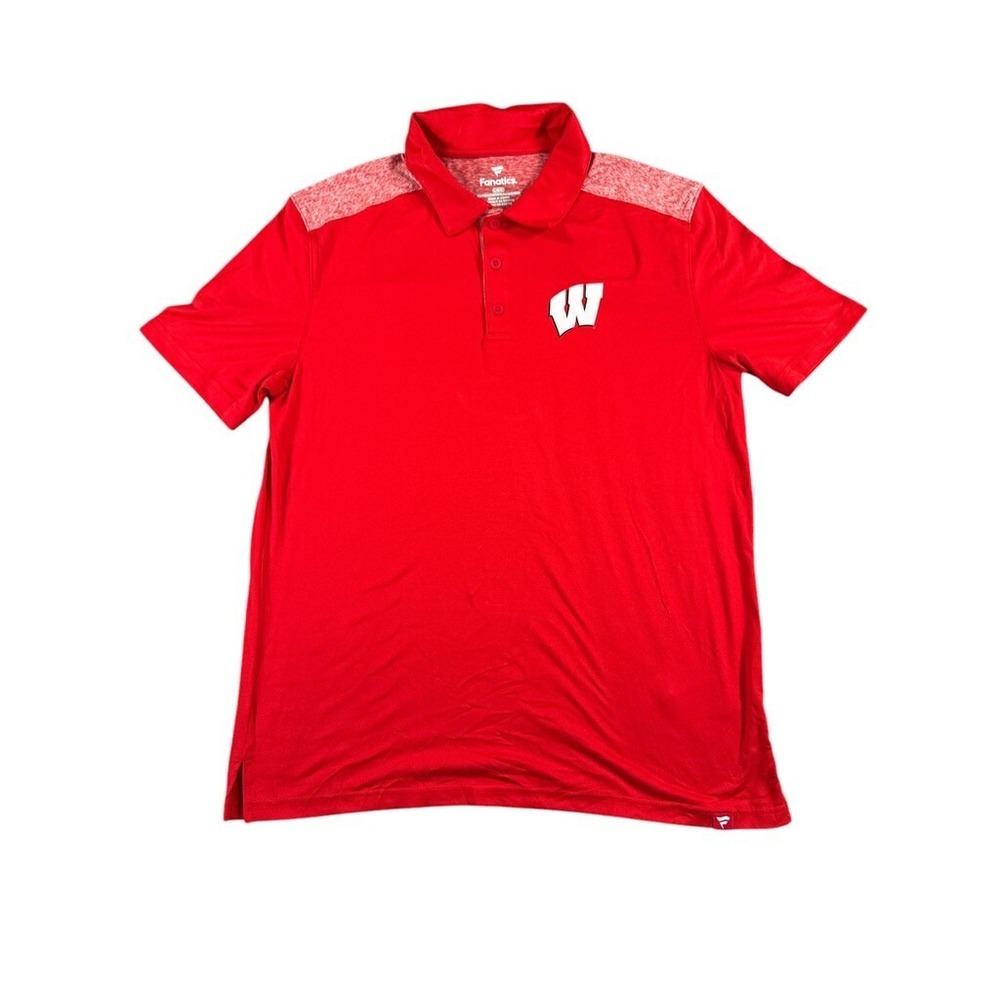 Men's Fanatics Red Wisconsin Badgers Long‎ Shot Polo